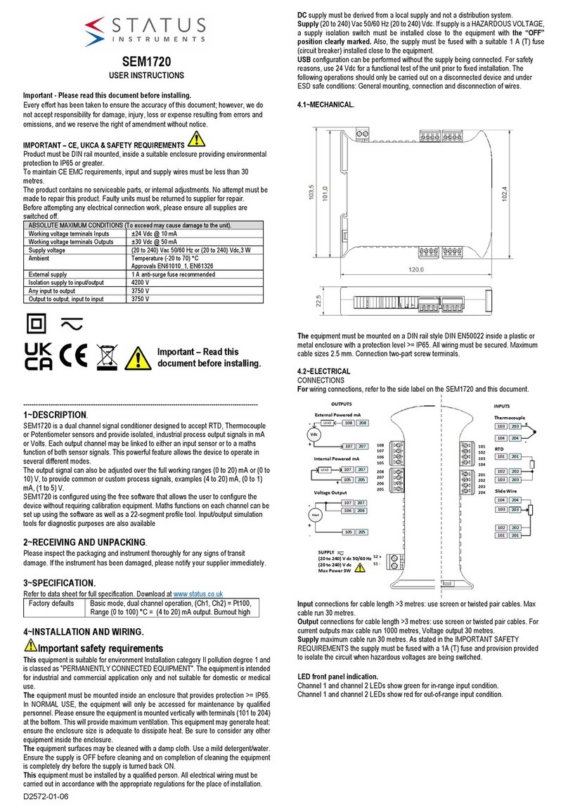 Status Instruments SEM1720 User instructions