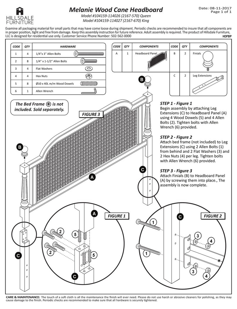 Hillsdale Furniture Melanie 104159-114026 quick start guide Hillsdale Furniture Melanie 104159-114026 quick start guide