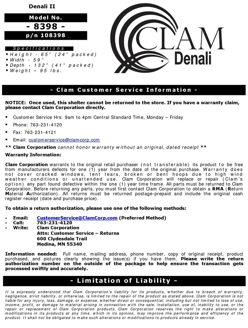 Clam Denali 2 8398 quick start guide
