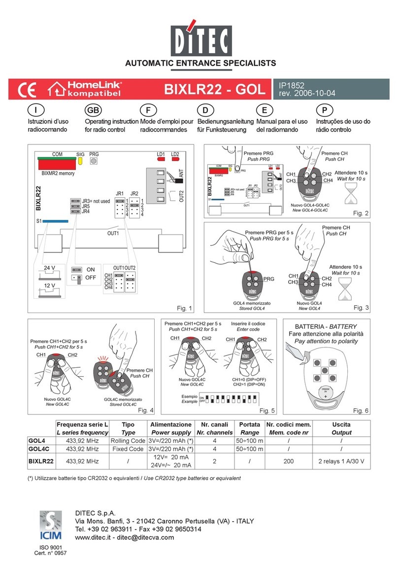 DITEC BIXLR22-GOL User manual