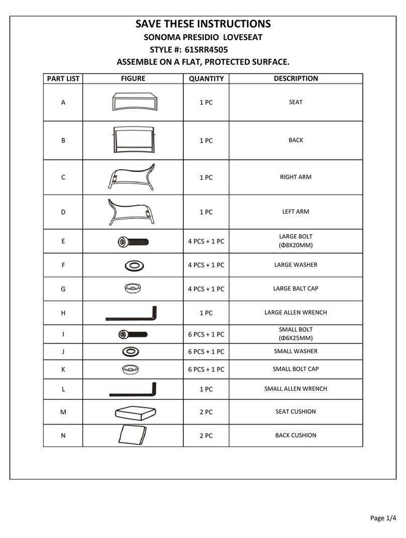 Sonoma PRESIDIO LOVESEAT 61SRR4505 instructions