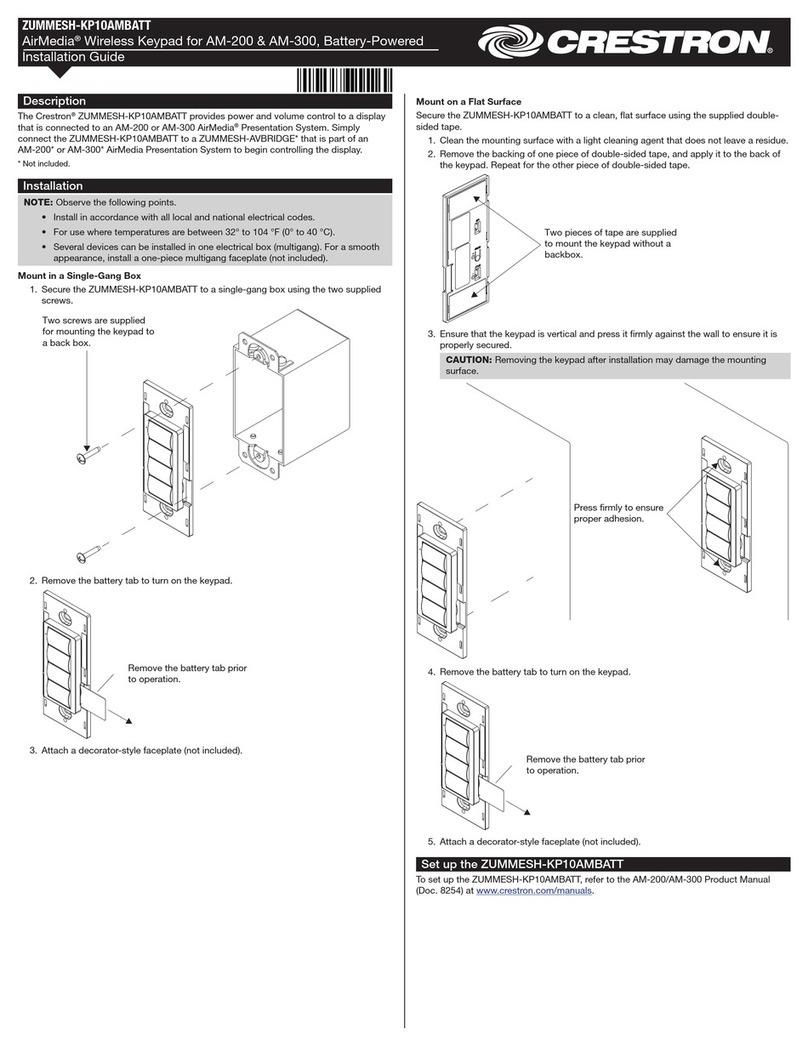 Crestron AirMedia ZUMMESH-KP10AMBATT quick start guide