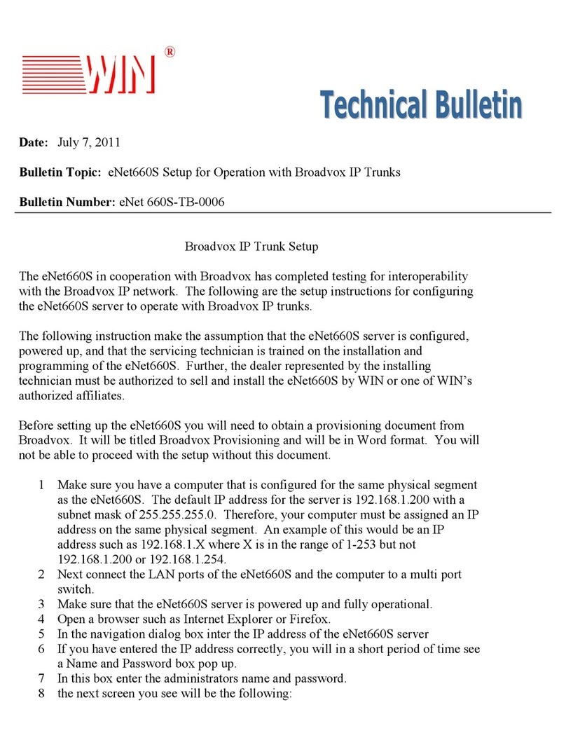 Win eNet660S Technical bulletin