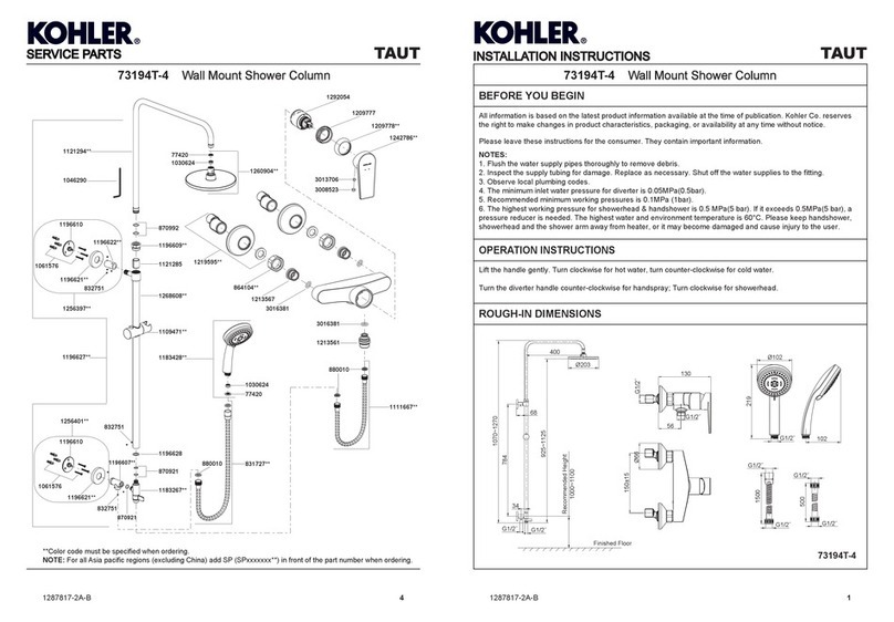 Kohler TAUT 73194T-4 installation instructions