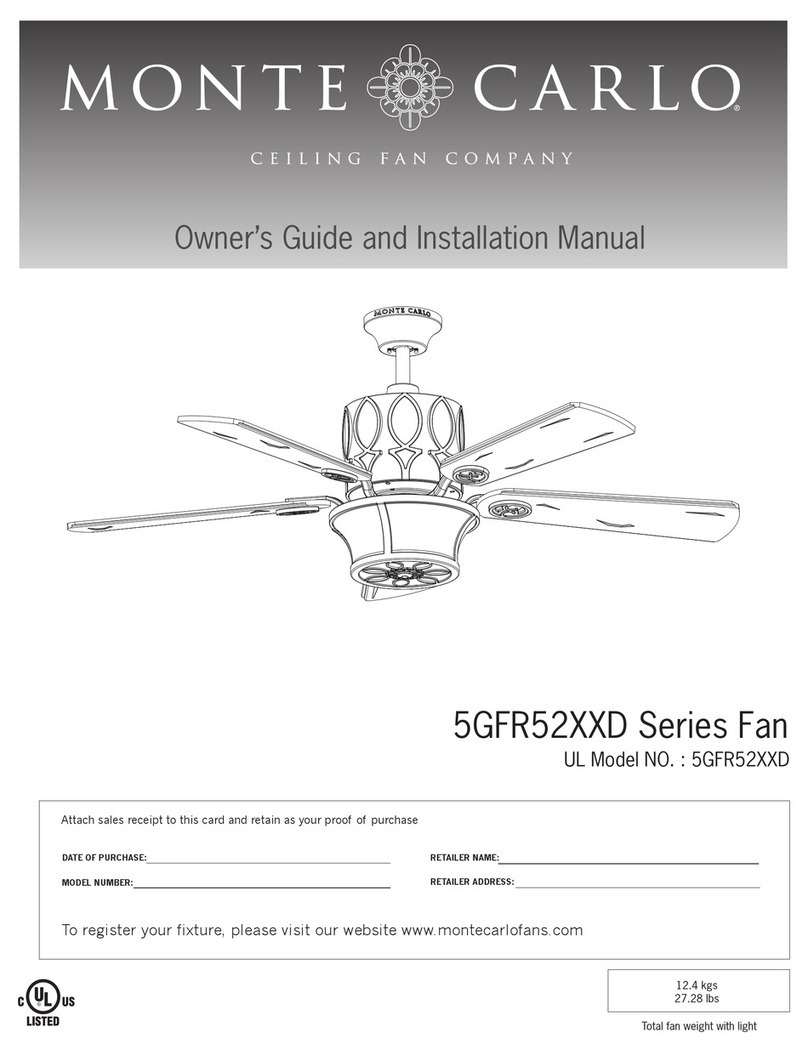 Monte Carlo Fan Company 5GFR52 D Series Owner's guide and installation manual Monte Carlo Fan Company 5GFR52 D Series Owner's guide and installation manual
