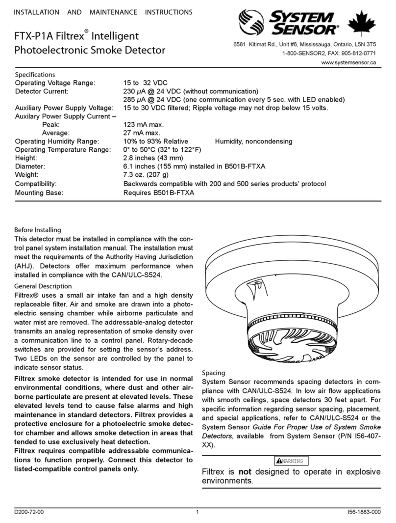 System Sensor Filtrex FTX-P1A User manual
