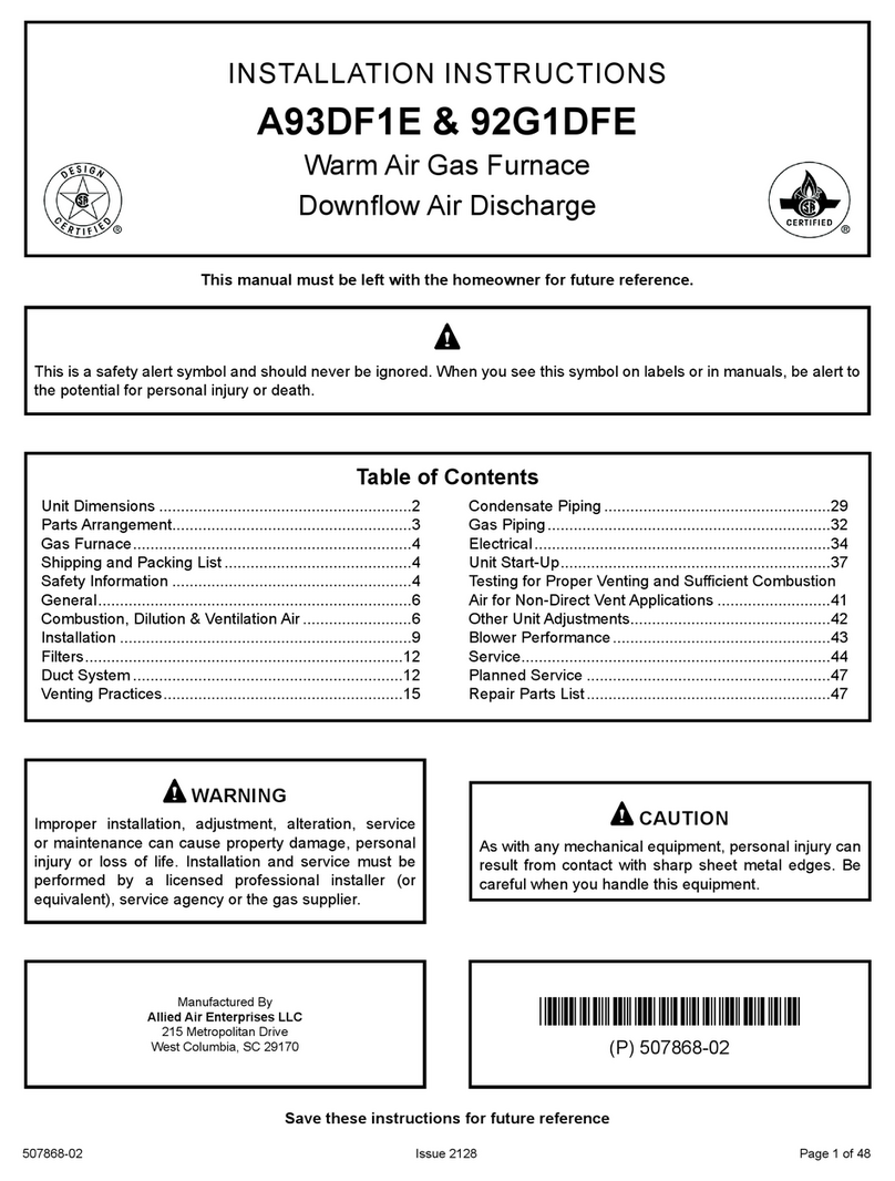Allied Air A93DF1E installation instructions