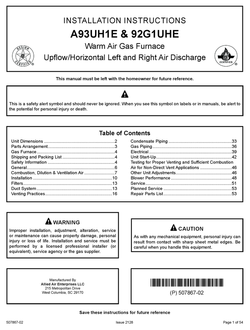 Allied Air A93UH1E User manual