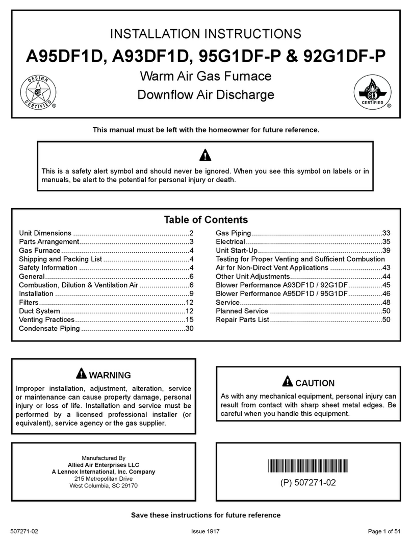 Lennox Allied Air A95DF1D User manual