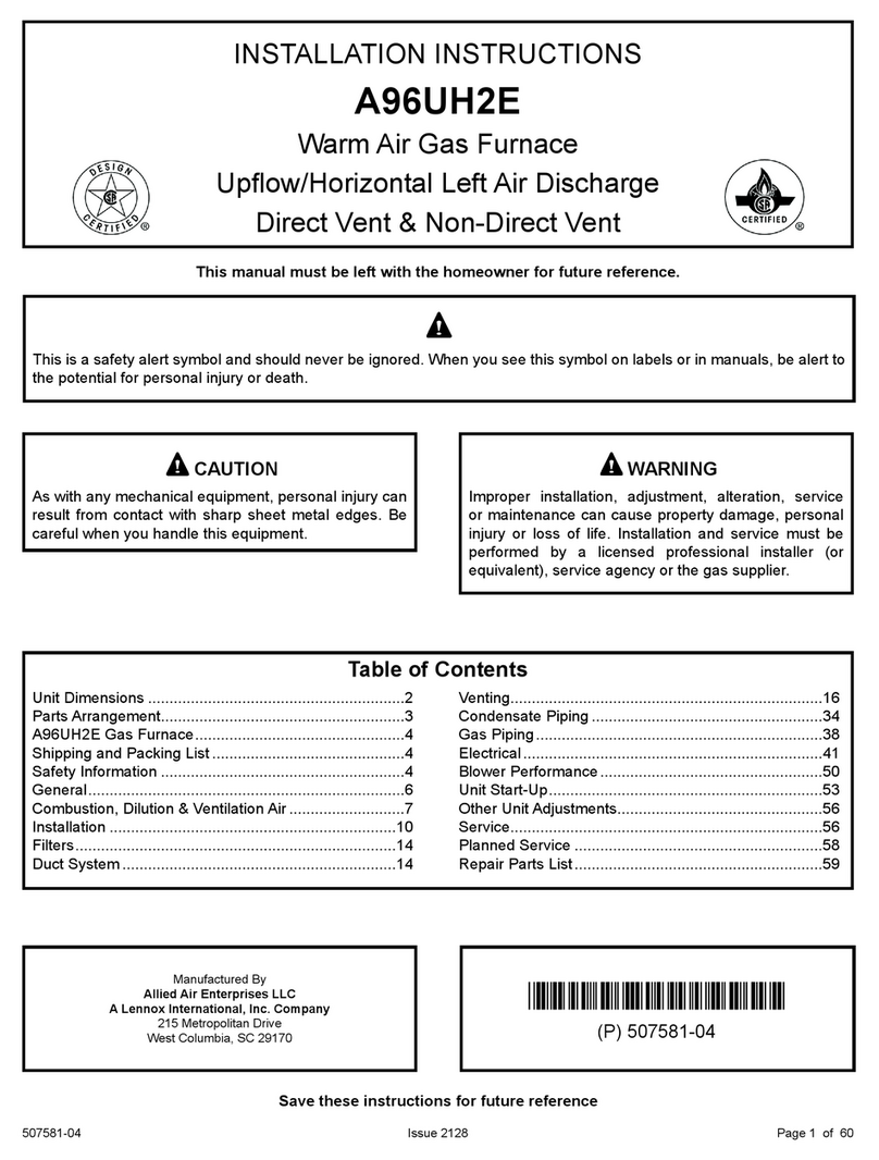 Lennox Allied Air A96UH2E User manual