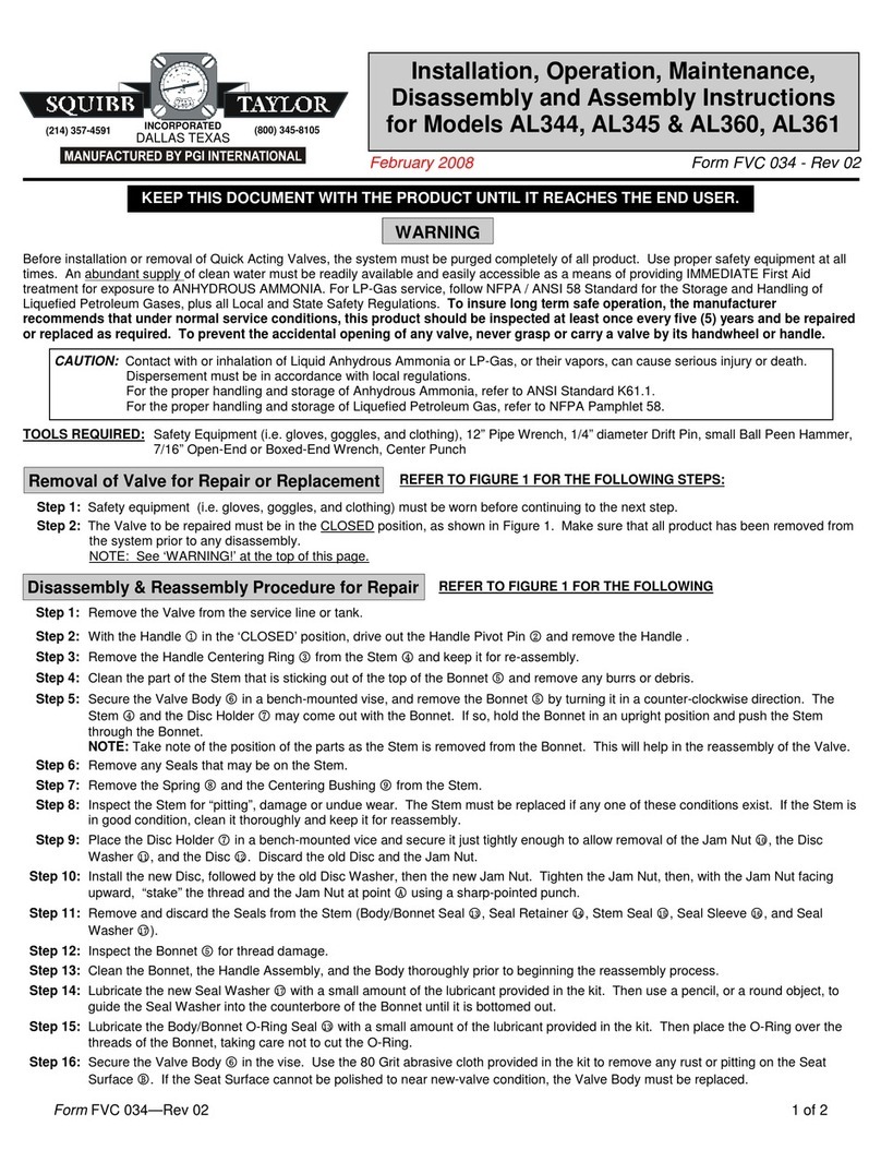 Squibb-Taylor AL344 Installation, operation, maintenance, disassembly and assembly Instructions Squibb-Taylor AL344 Installation, operation, maintenance, disassembly and assembly Instructions