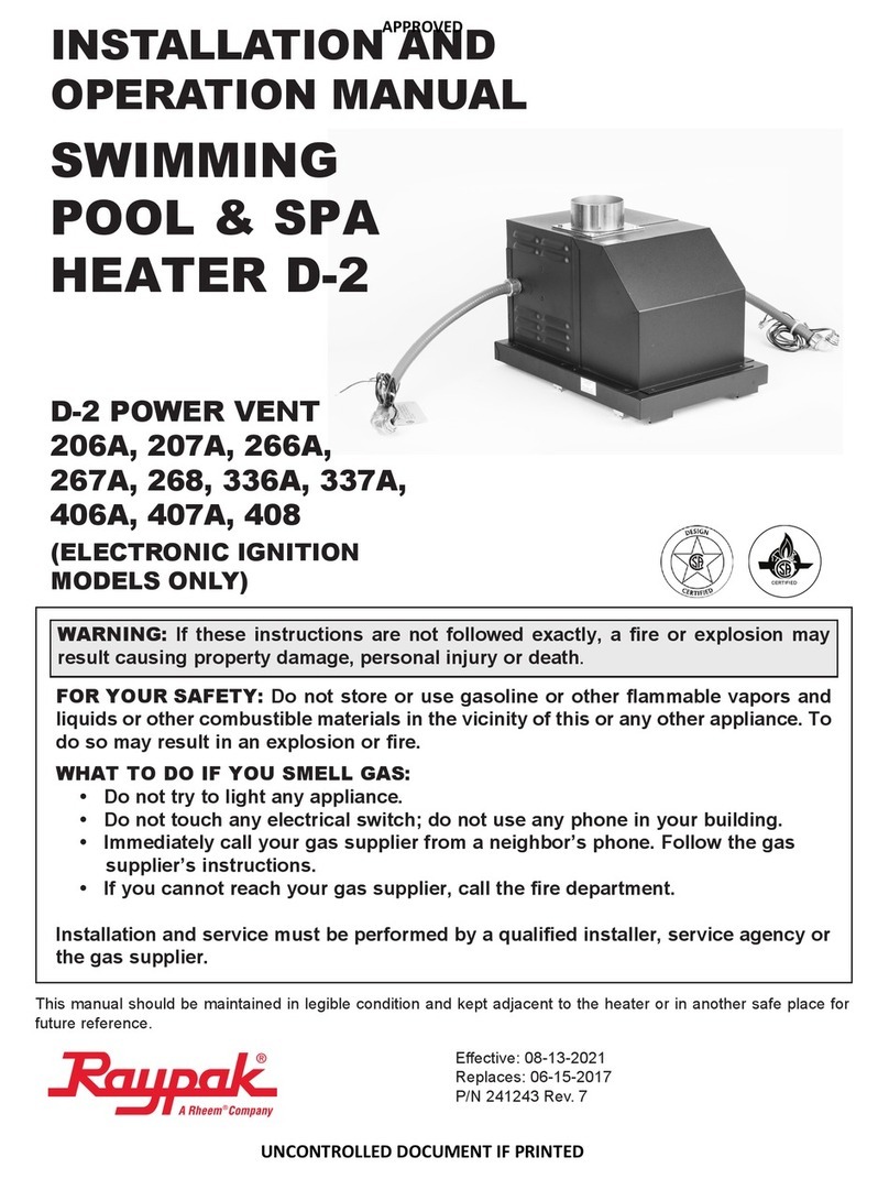 Rheem Raypak D-2 Power Vent Installation and operation manual