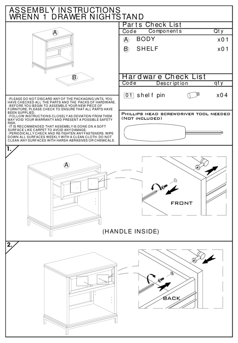 Essentials For Living WRENN 1 DRAWER NIGHTSTAND 6139.NG/WHT-BSTL Assembly instructions