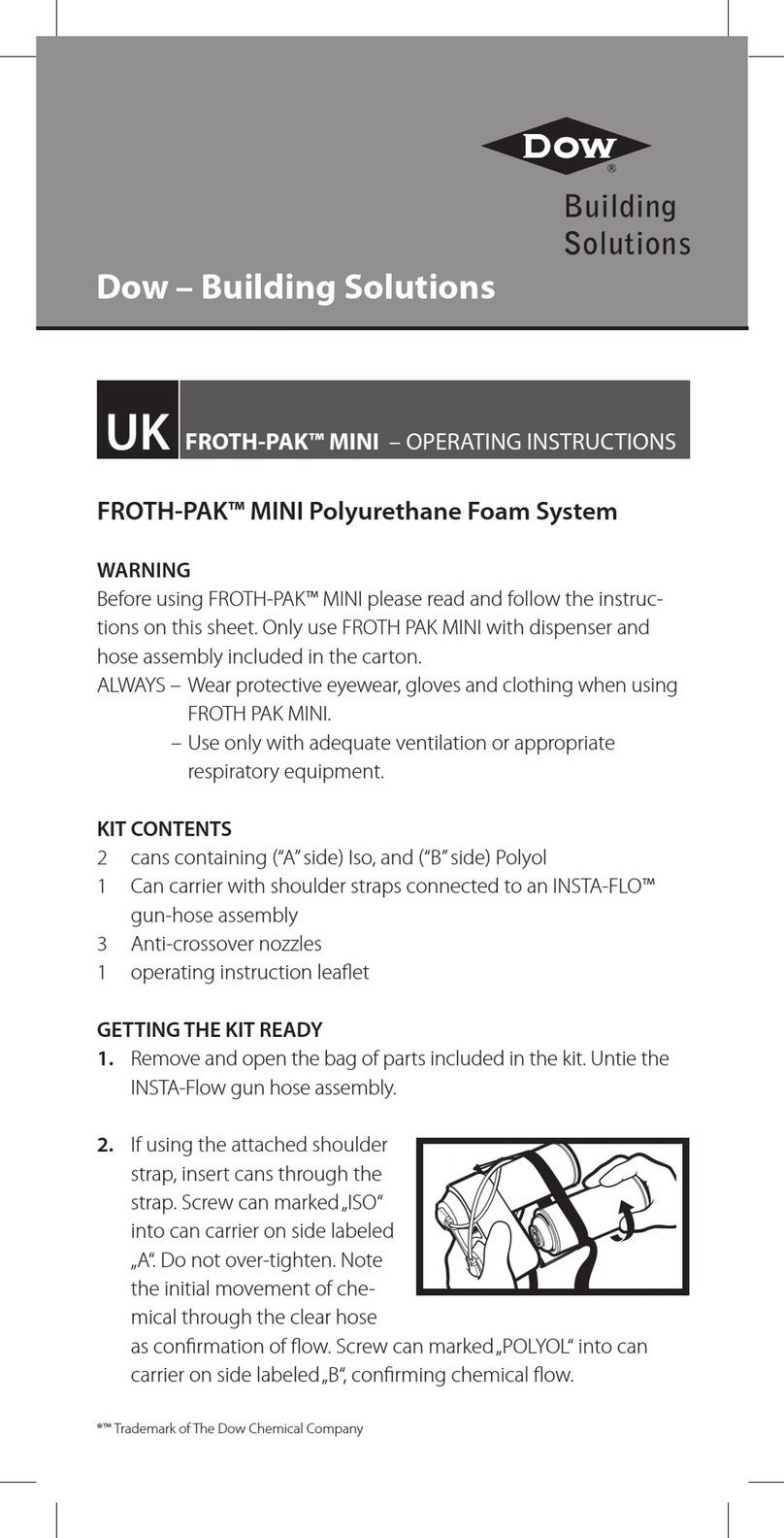 Dow FROTH-PAK MINI User manual