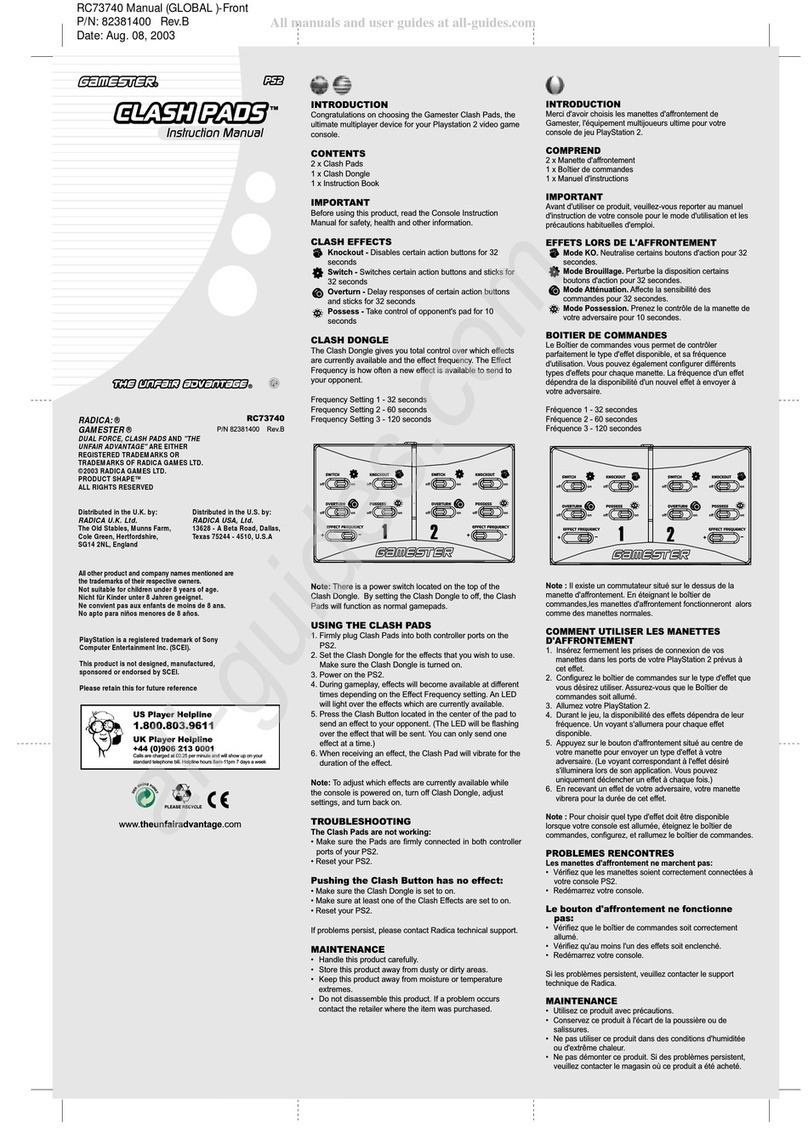 Radica Games GAMESTER CLASH PADS RC73740 instruction manual