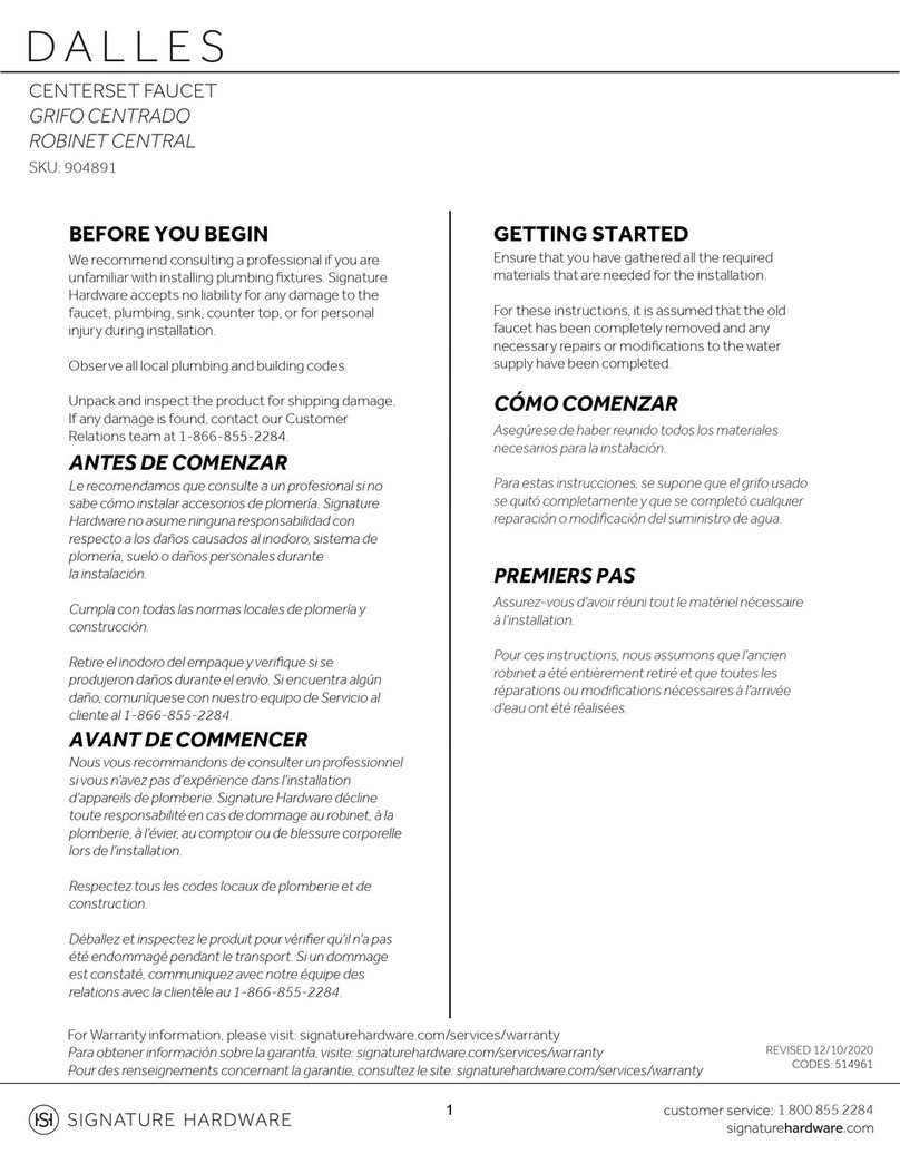 Signature Hardware DALLES 904891 User manual