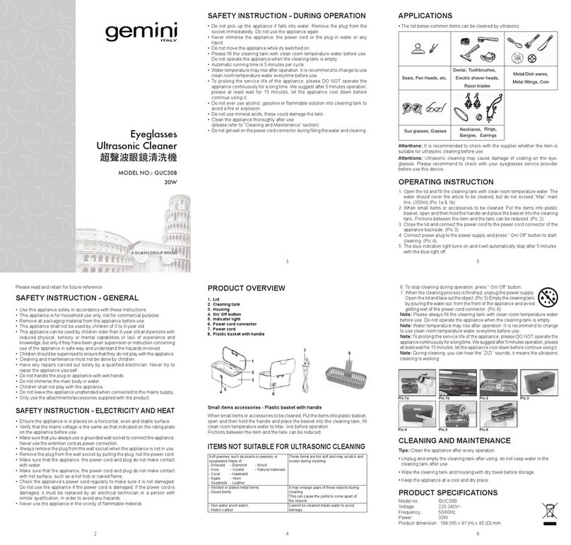 GILMAN gemini GUC30B User manual