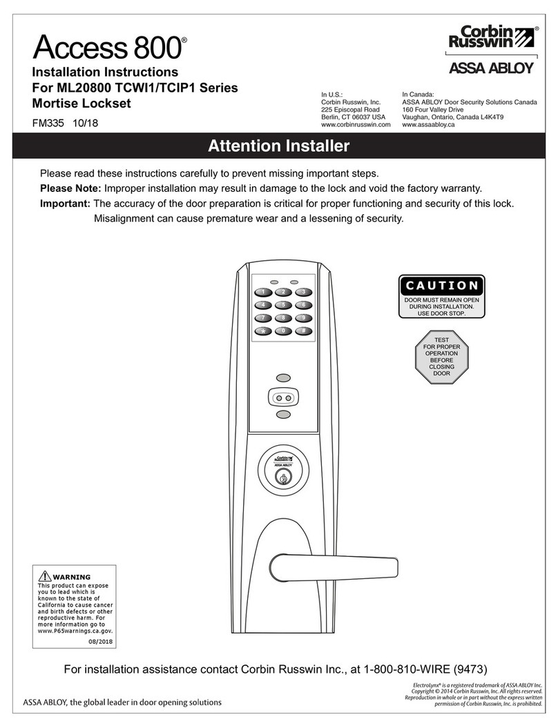 Assa Abloy Corbin Russwin Access 800 Series installation instructions