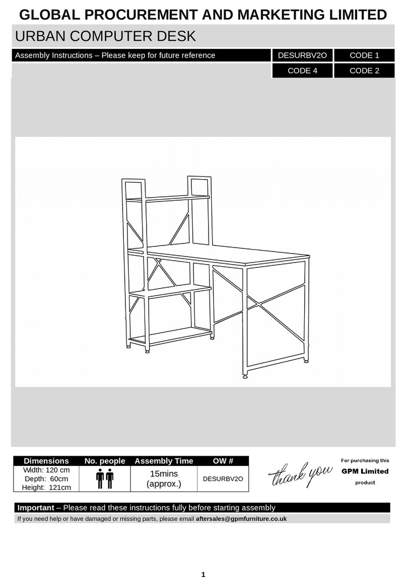 GPM URBAN COMPUTER DESK DESURBV2O User manual GPM URBAN COMPUTER DESK DESURBV2O User manual