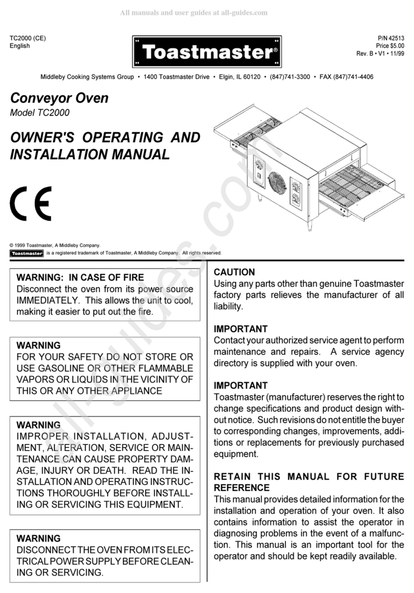 Toastmaster TC2000 Owner's operating and installation manual