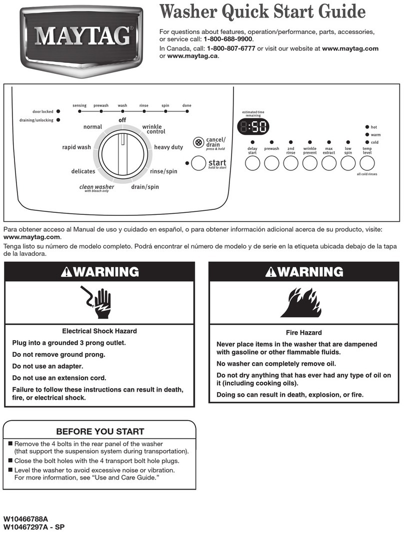 Maytag W10466788A quick start guide