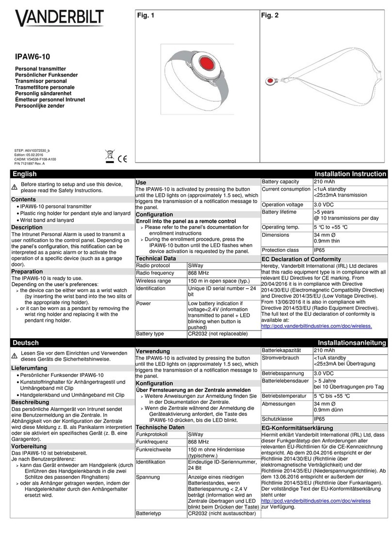 Vanderbilt IPAW6-10 User manual