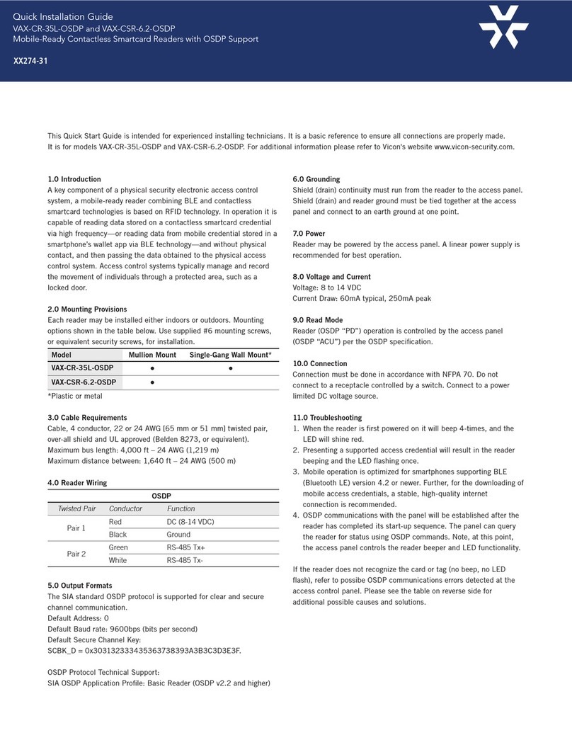 Vicon Security VAX-CR-35L-OSDP Quick installation guide