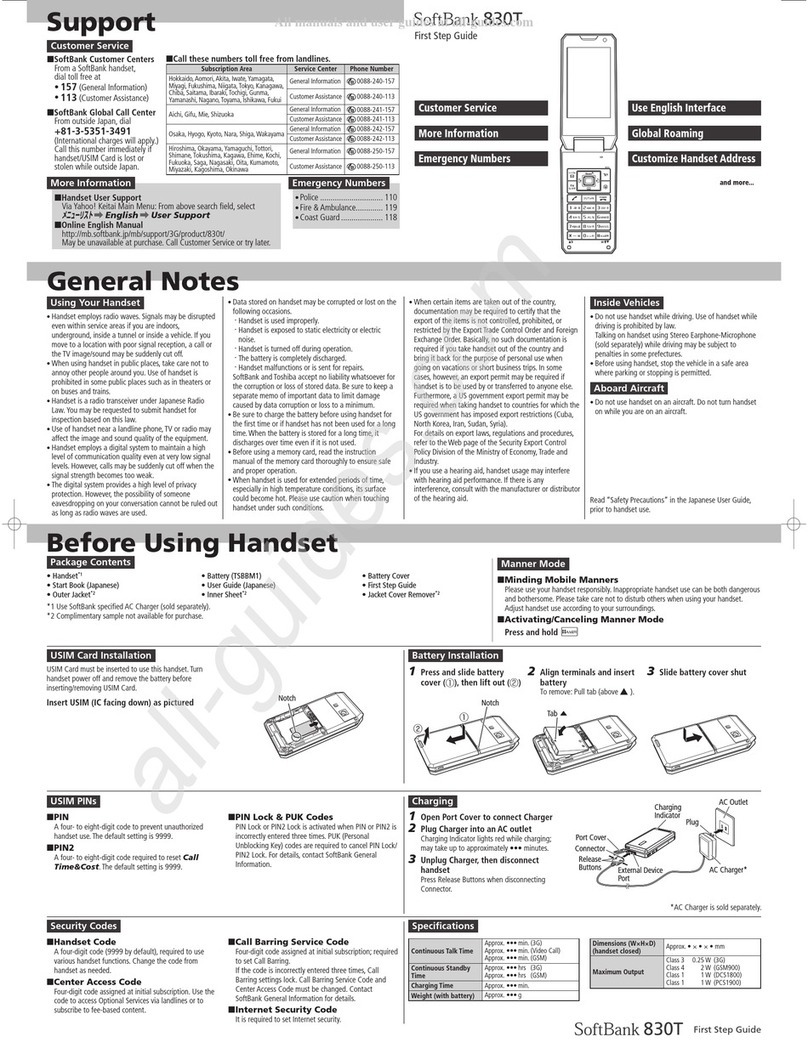 SoftBank 830T User manual