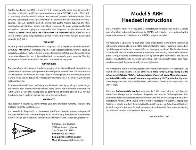 Sigtronics S-ARH User manual