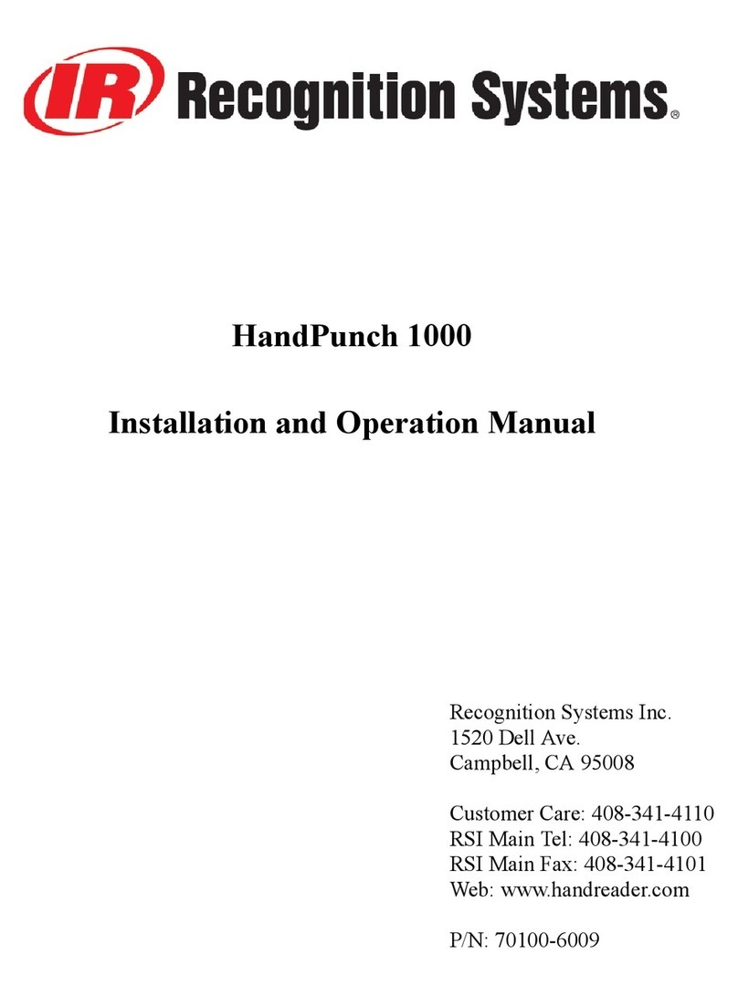 Recognition Systems HandPunch 1000 Installation and operation manual