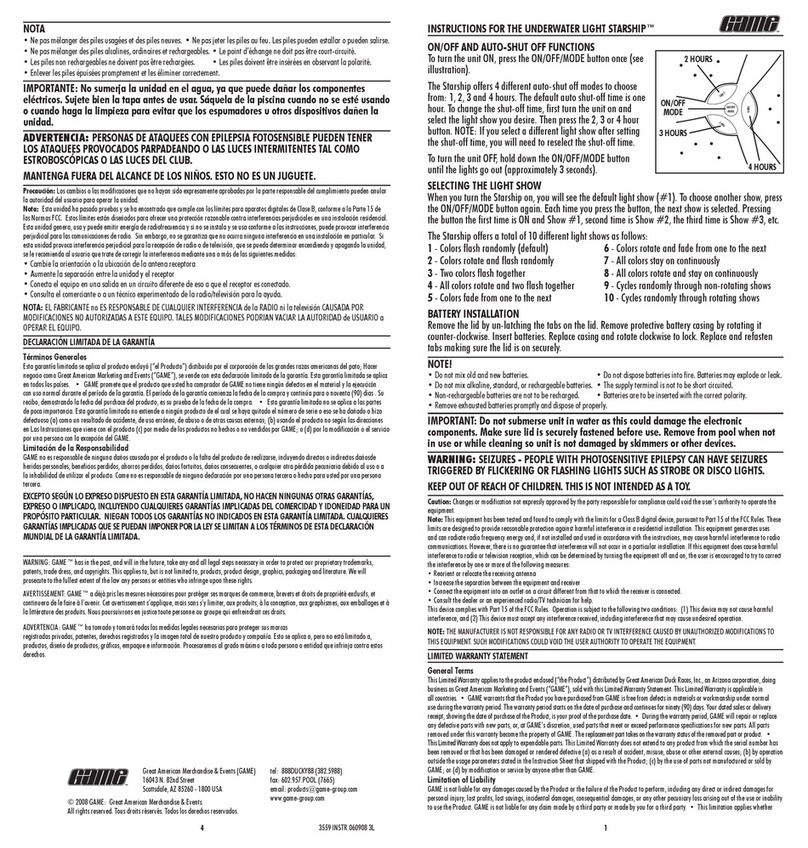 GAME Underwater Light Startship instructions