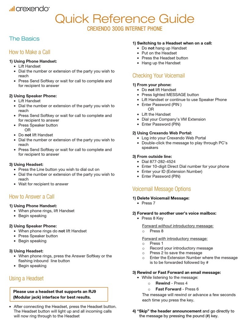 Crexendo 300G Quick reference guide
