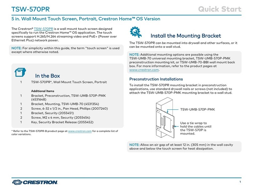 Crestron TSW-570PR Series quick start
