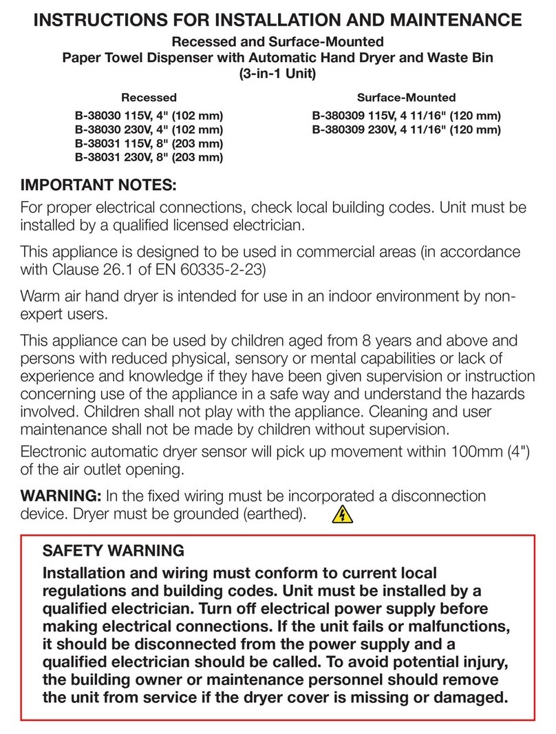 Bobrick B-38030 Operating and maintenance manual
