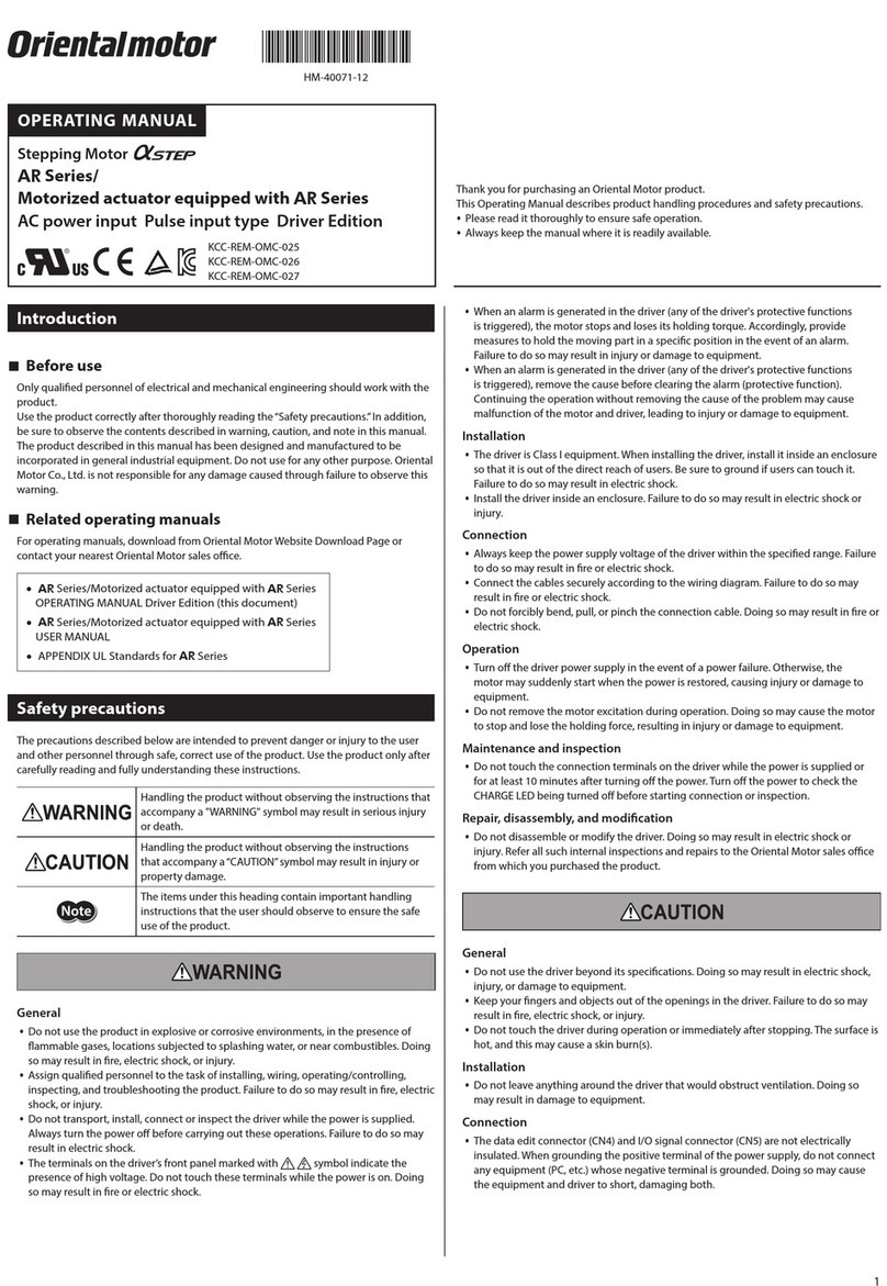 Oriental motor AR Series User manual