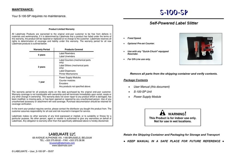 Labelmate S-100-SP quick start guide