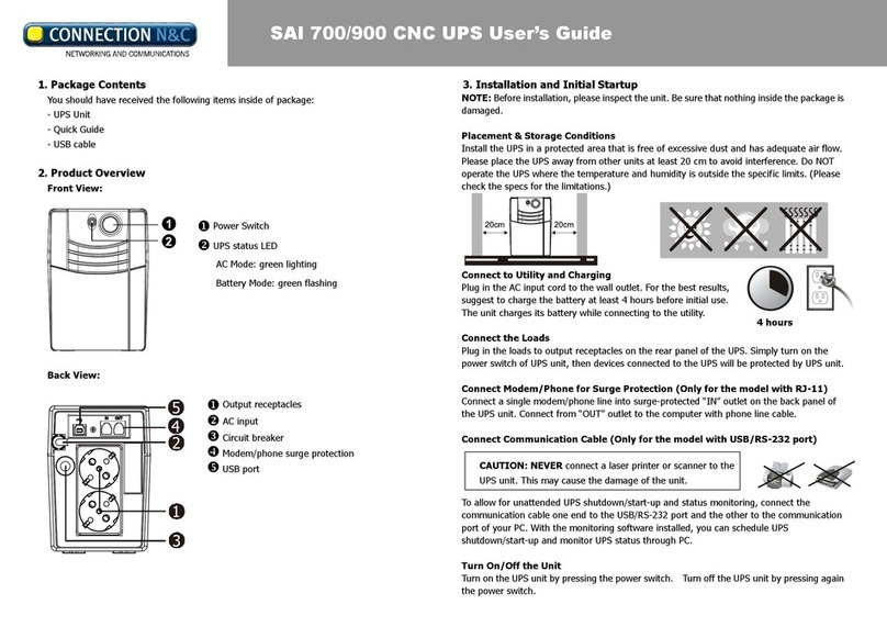 Connection N&C SAI 700 CNC user guide
