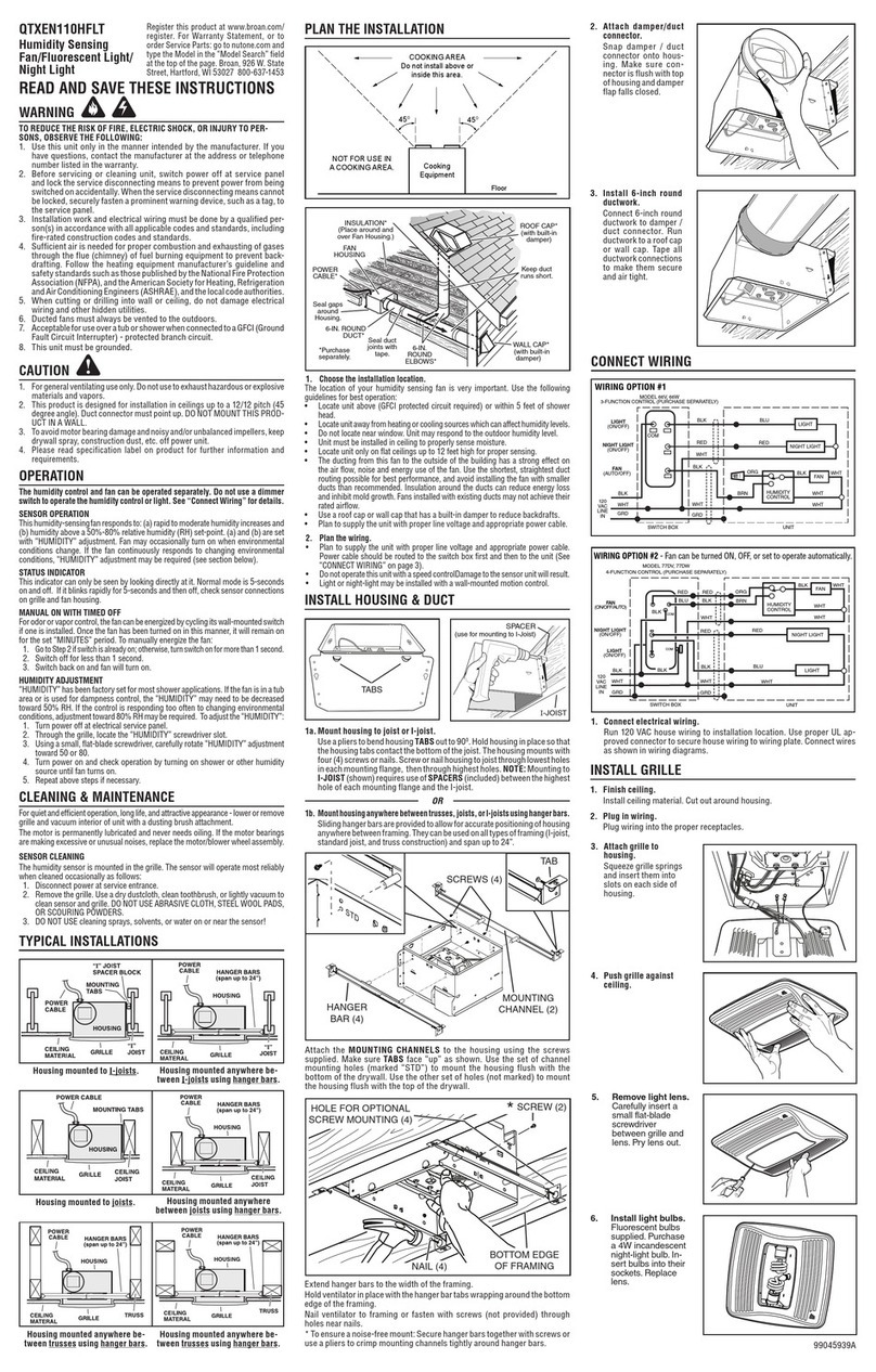 NuTone QTXEN110HFLT User manual