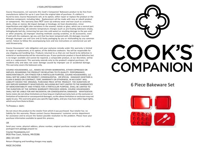 Cook's Companion 6 Piece Bakeware Set quick start guide