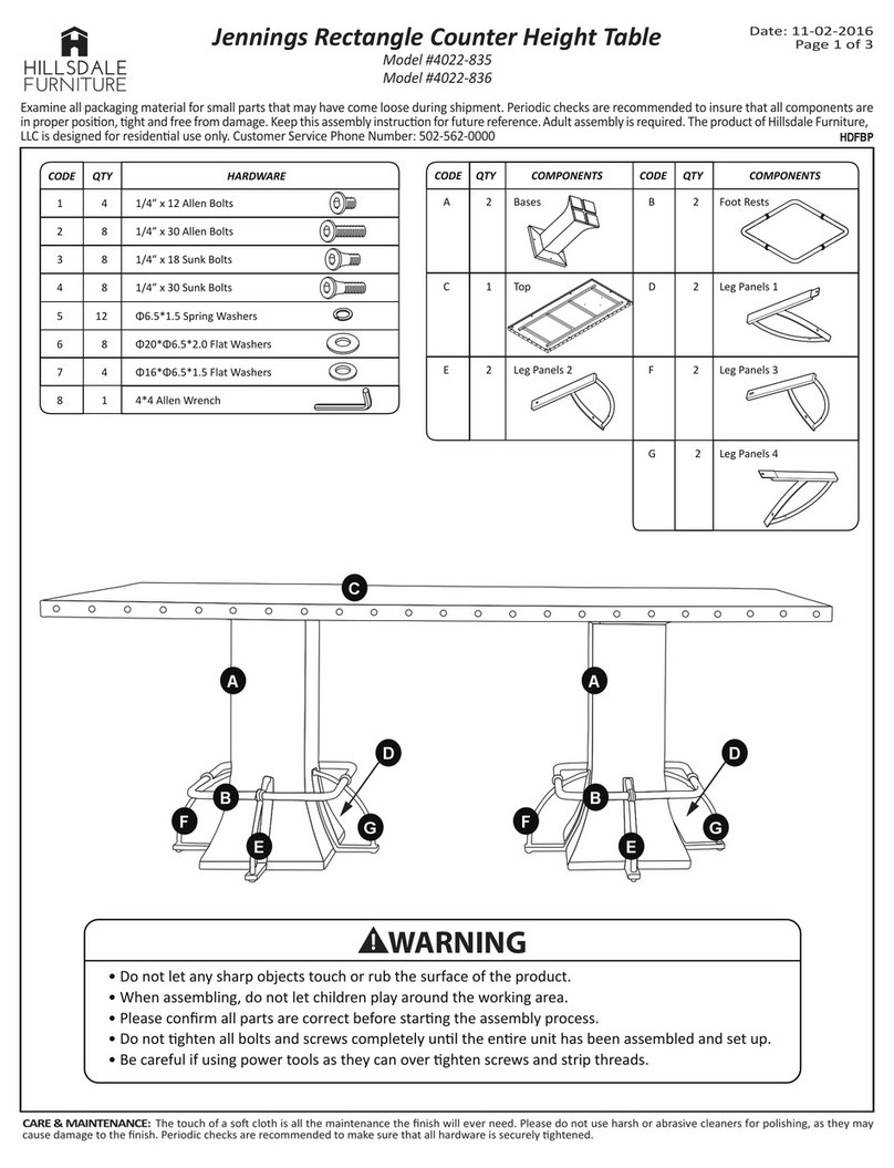 Hillsdale Furniture 4022-835 quick start guide