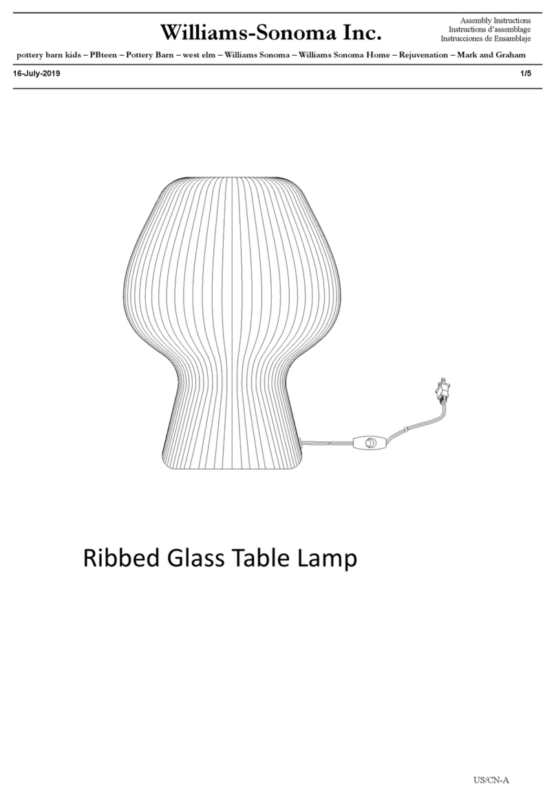 Williams-Sonoma Ribbed Glass Table Lamp Assembly instructions