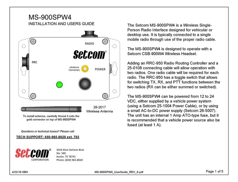 Setcom MS-900SPW4 Installation and user guide