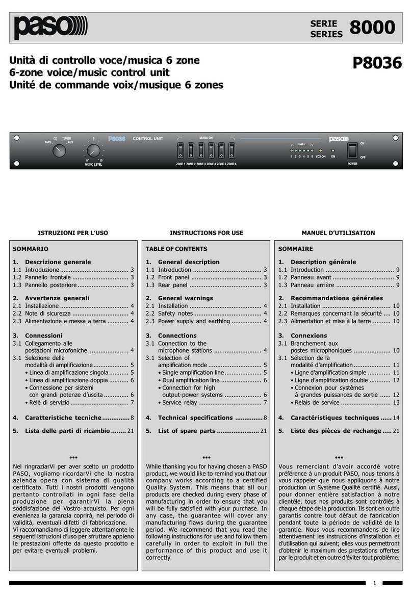 Paso 8000 Series Instructions for use