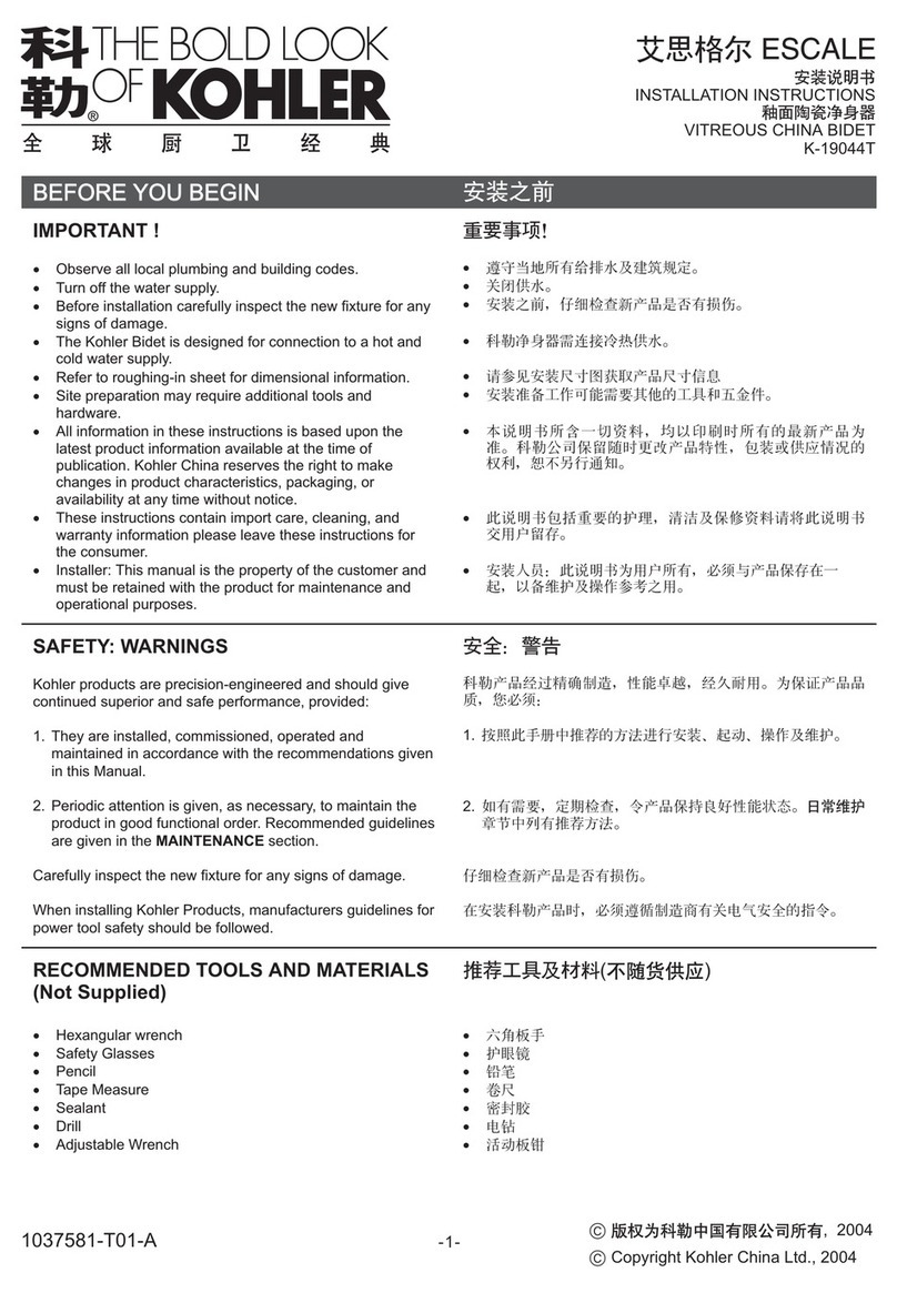 Kohler K-19044T User manual Kohler K-19044T User manual