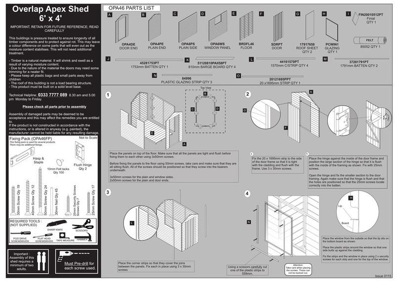 Forest garden Overlap Apex Shed 6 X 4 quick start guide Forest garden Overlap Apex Shed 6 X 4 quick start guide
