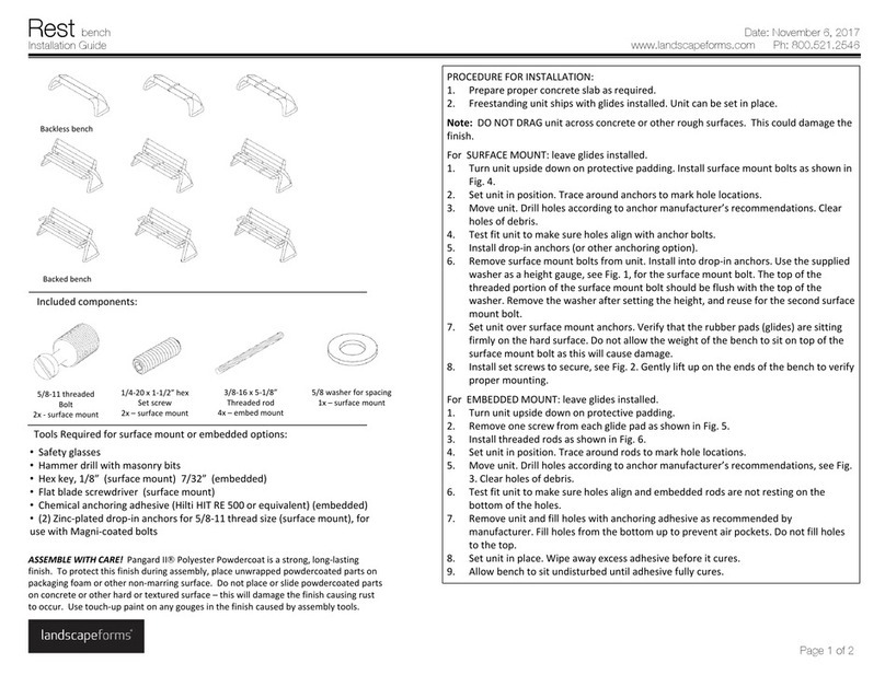 Landscape Forms Rest bench installation guide