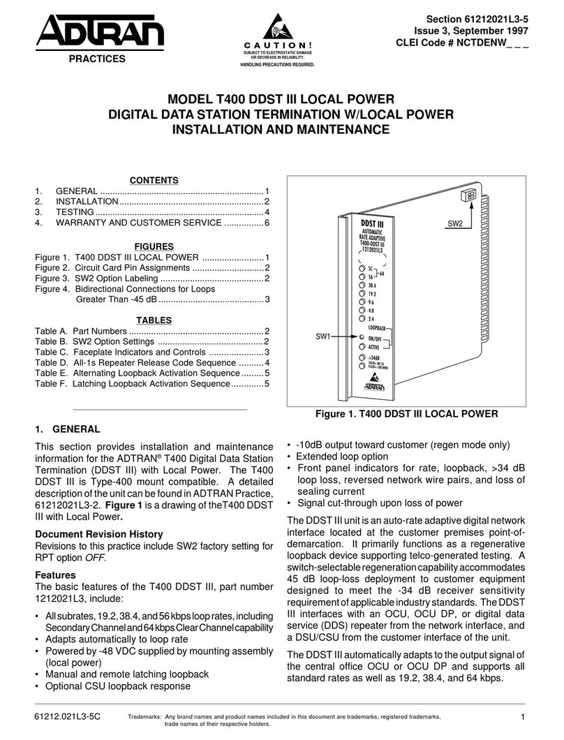 ADTRAN T400 Instruction Manual