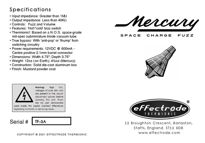 Effectrode Mercury Space Charge Fuzz quick start guide