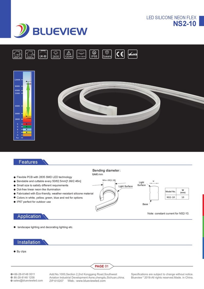 Blueview LED SILICONE NEON FLEX quick start guide