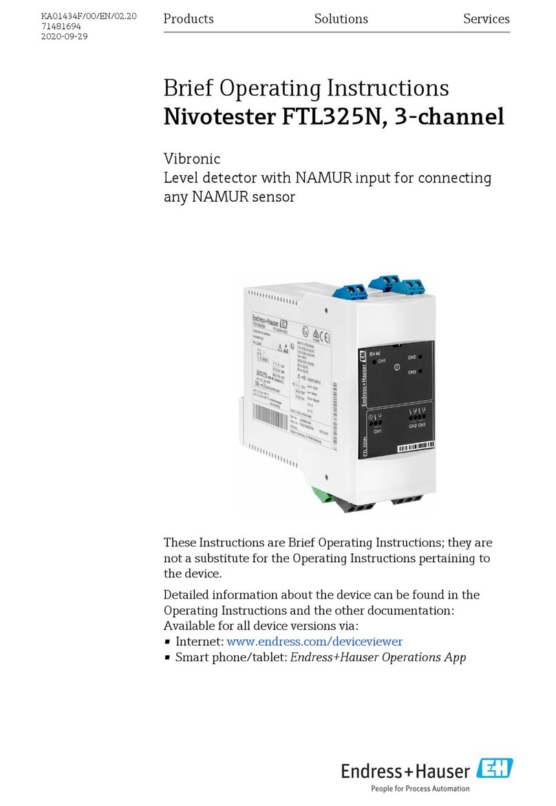 Endress+Hauser Nivotester FTL325N-**** Series Technical specifications Endress+Hauser Nivotester FTL325N-**** Series Technical specifications